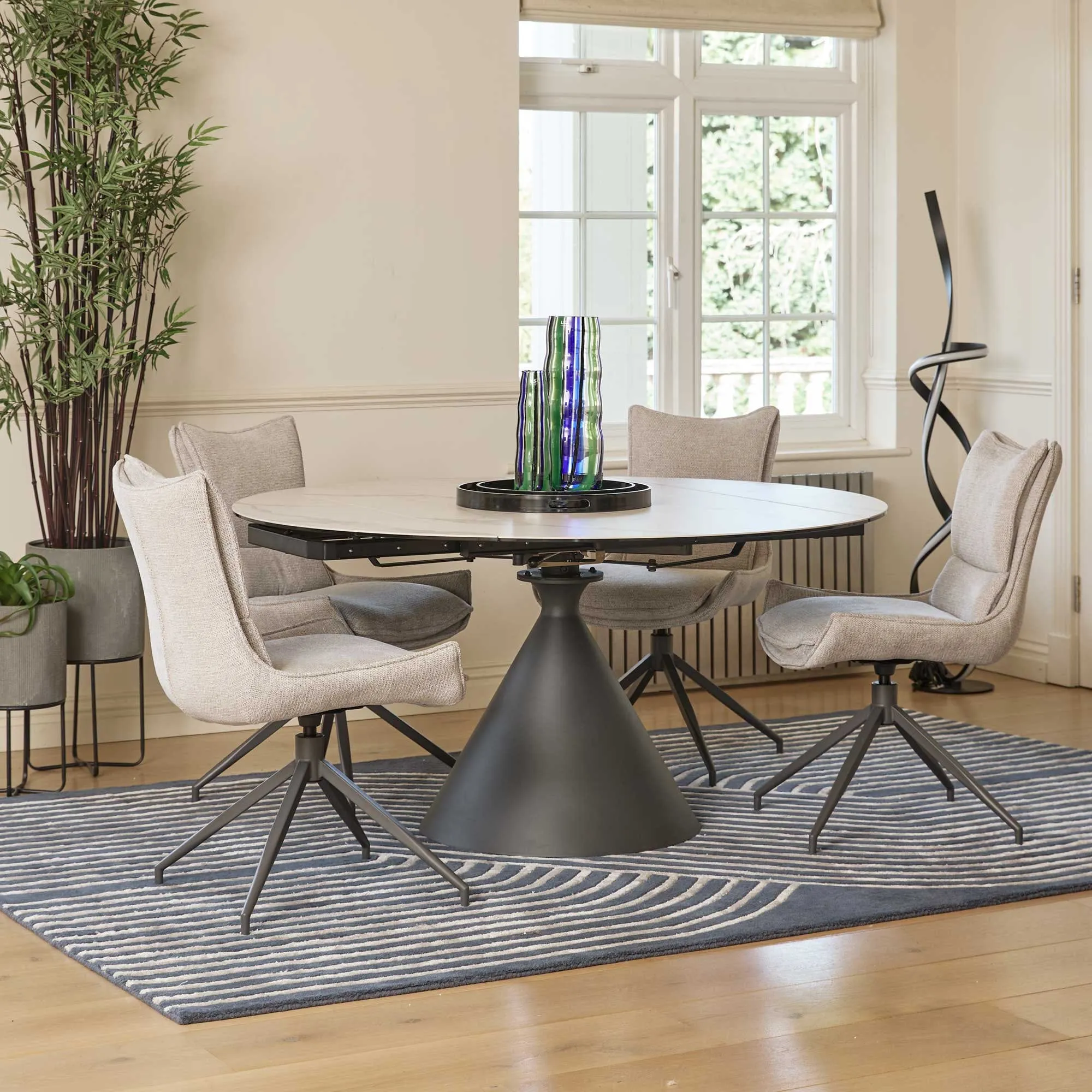 Redondo - 90cm Ext Dining Table With Matte White Ceramic Top
