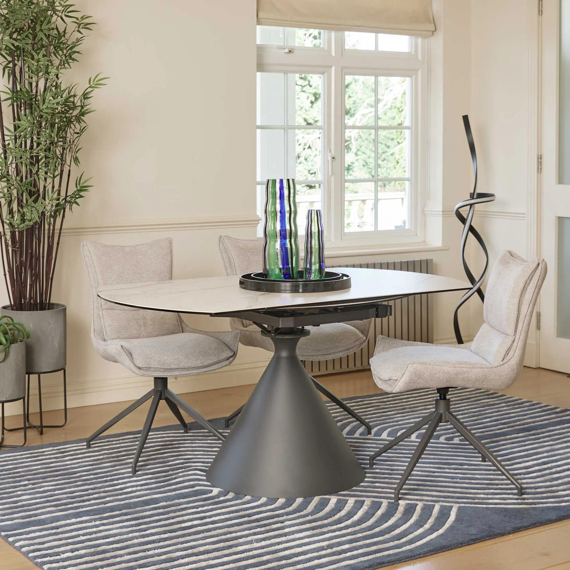 Redondo - 90cm Ext Dining Table With Matte White Ceramic Top