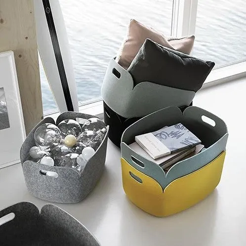 Restore Felt Storage Basket, Black Melange