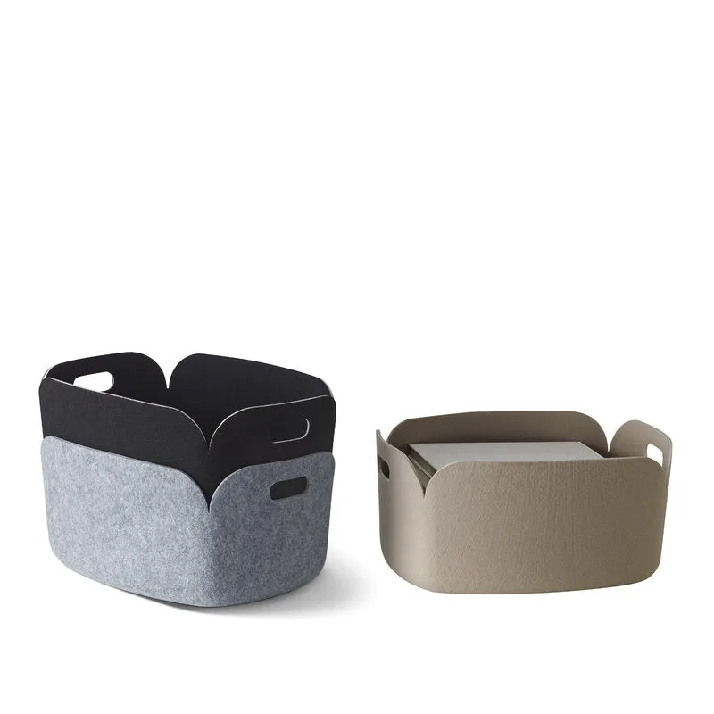 Restore Felt Storage Basket, Black Melange
