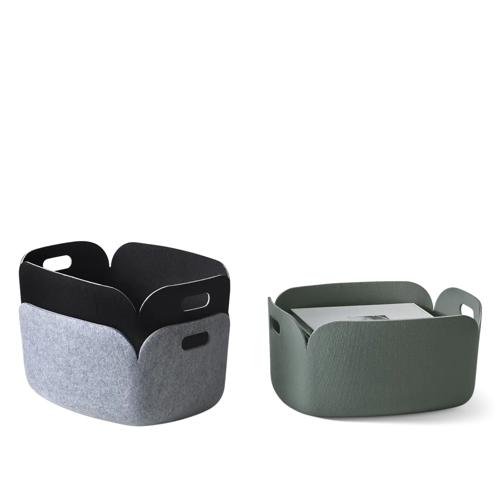 Restore Felt Storage Basket, Dark Green