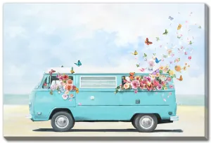 Retro Journey Wall Art - Blue/White - 36 X 24