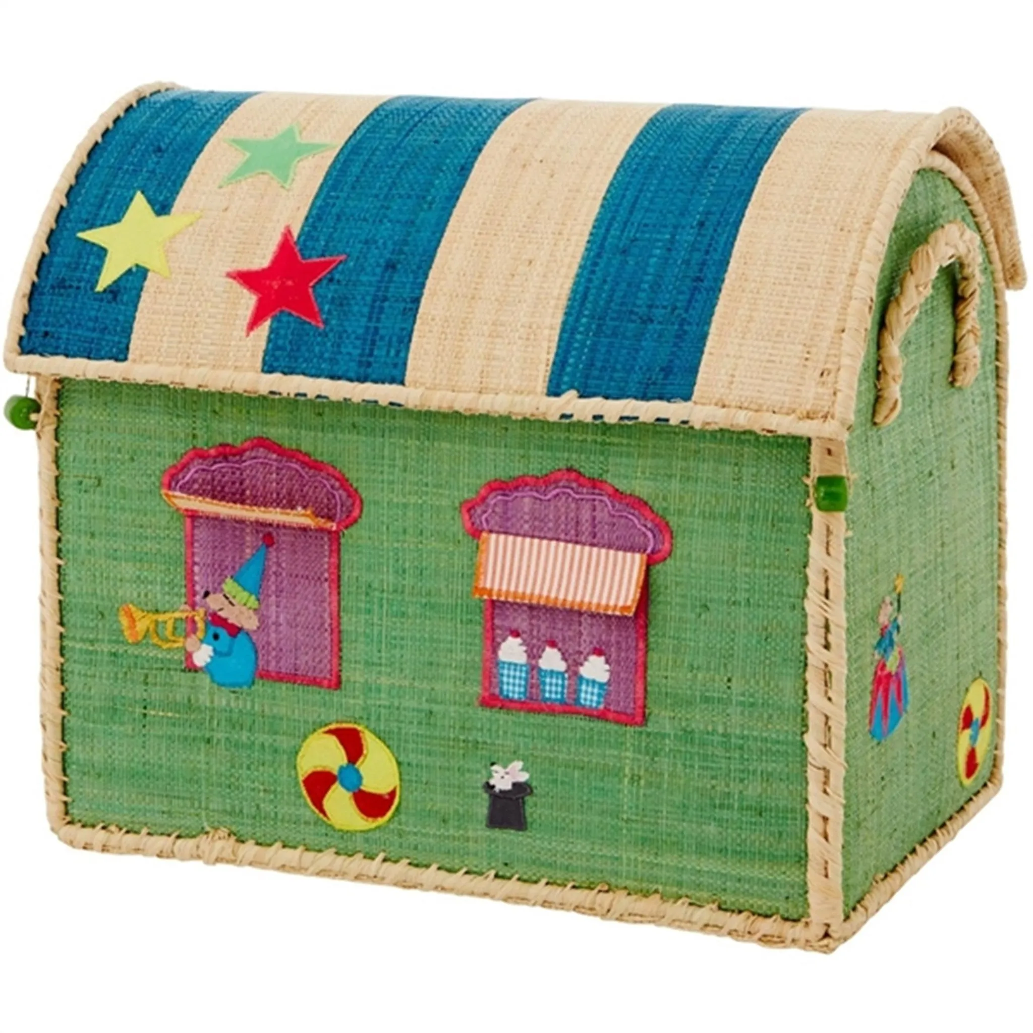 RICE Circus Theme Raffia Kurvehus til Opbevaring 3-pak