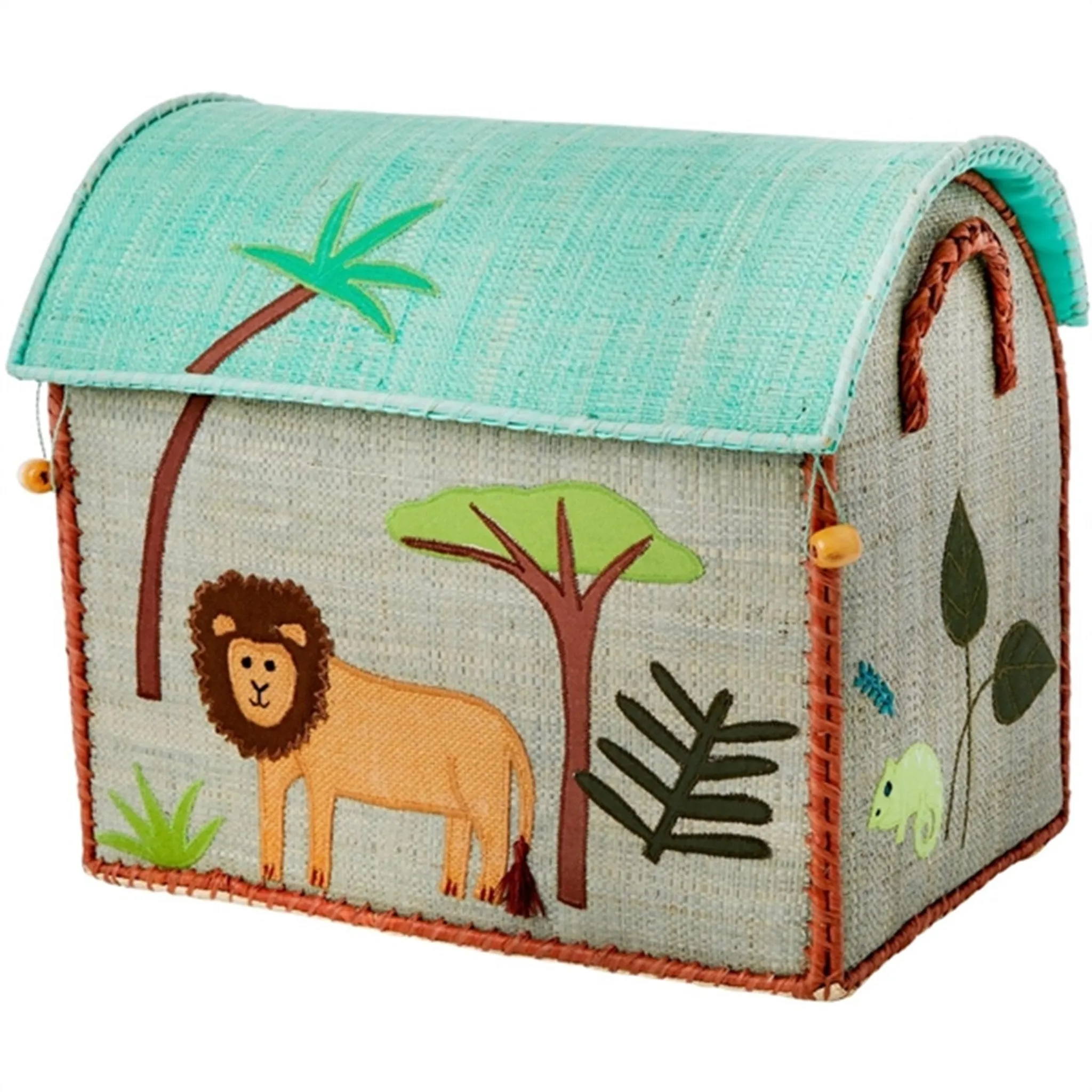 RICE Jungle Theme Raffia Baskets for Storage 3-pack