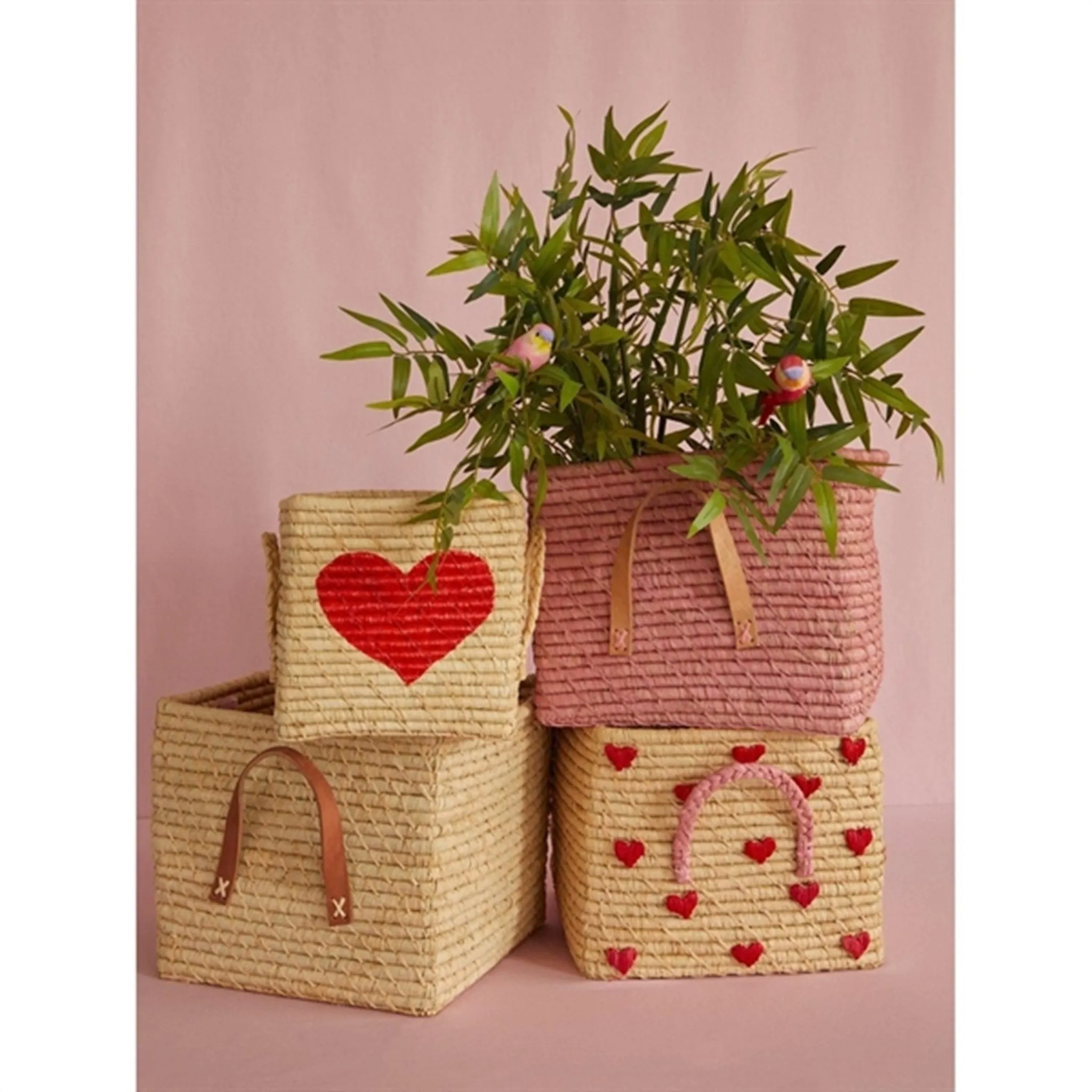 RICE Natural Square Raffia Basket