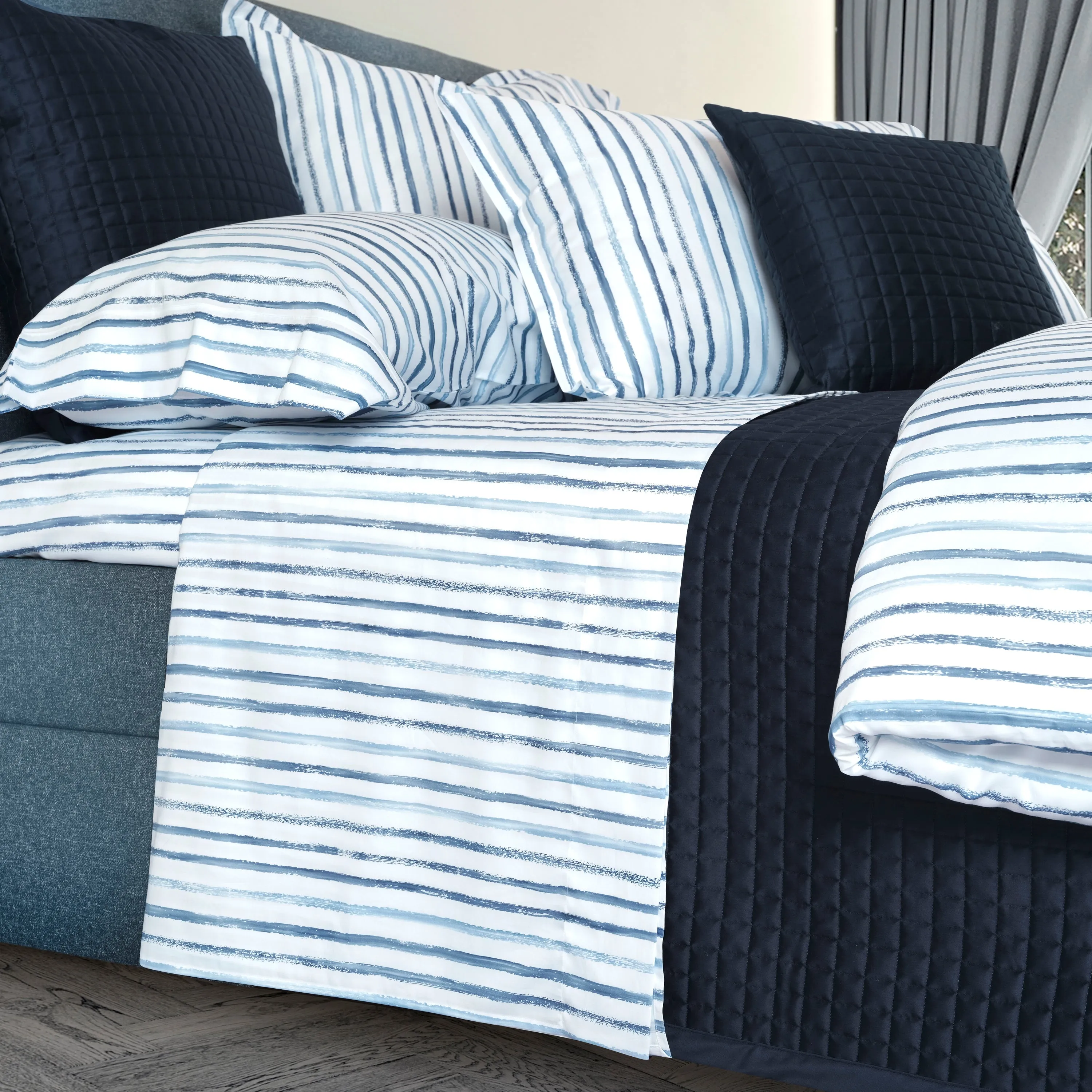 Rigato Duvets & Shams, Blue