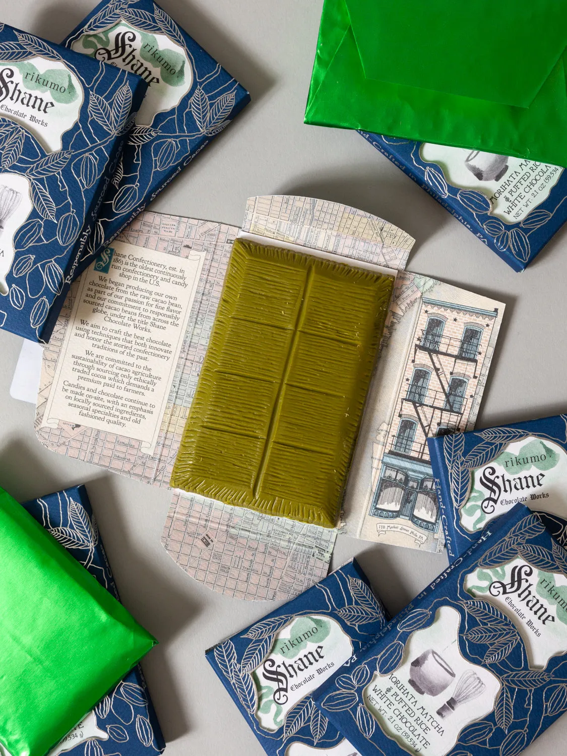 rikumo x Shane Confectionery Matcha Chocolate Bar, 2.1 oz