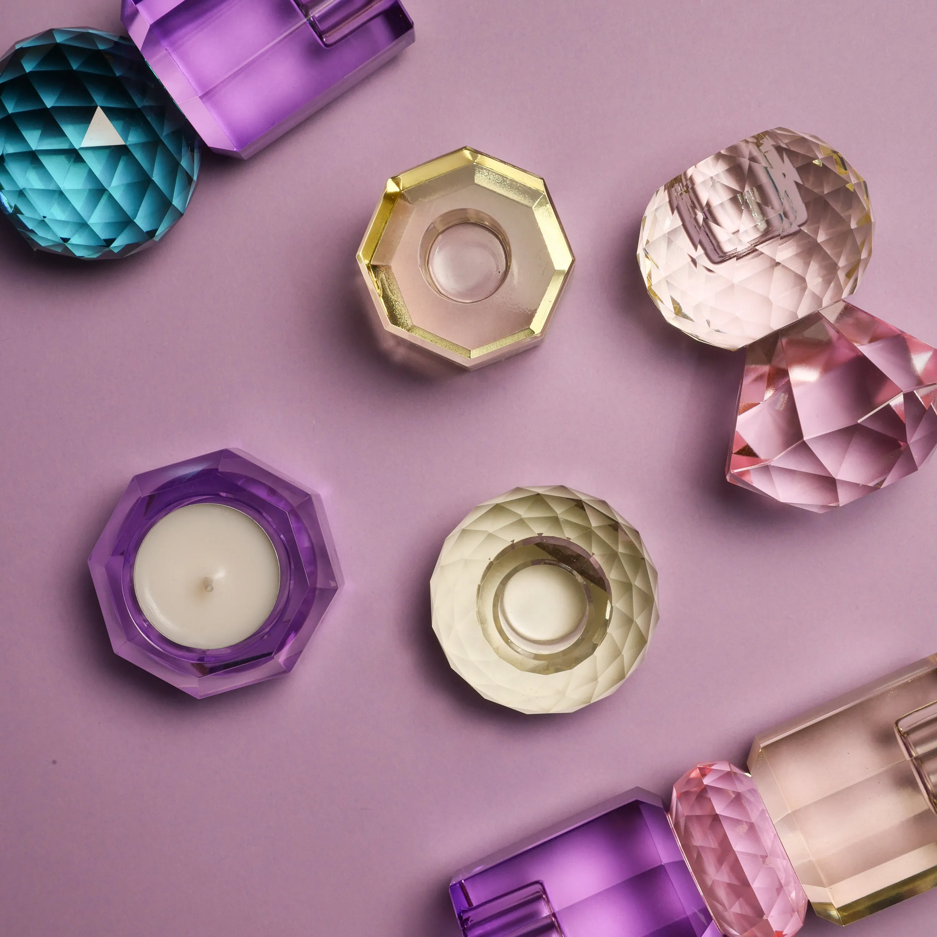 Round Crystal Candle Holder