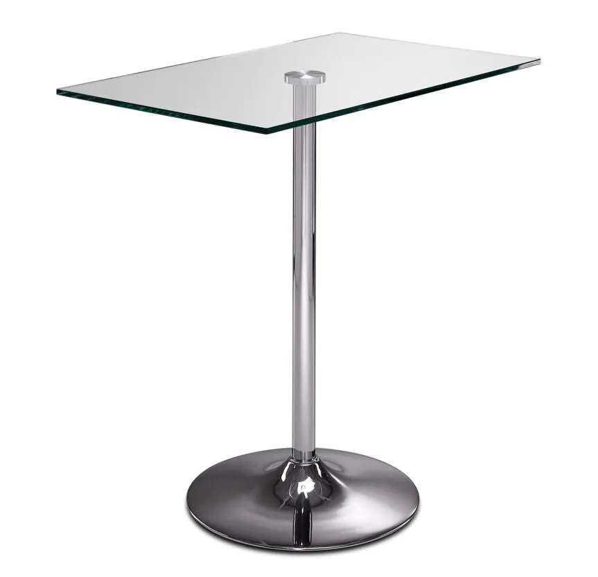 Roxanne 3-Piece Counter Height Rectangular Dining Set - Glass, Chrome, Grey