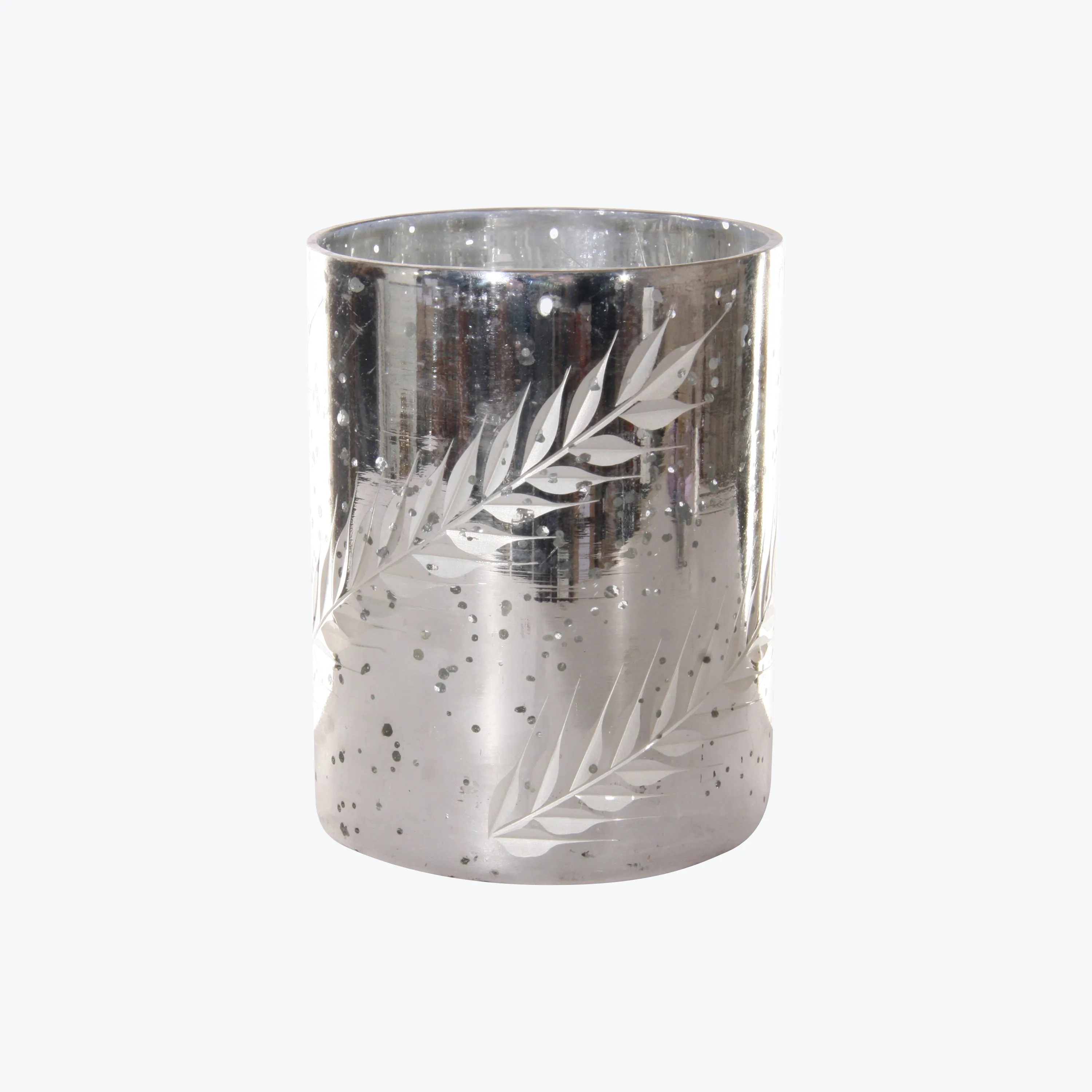Rye Cutting Silver Glass Cylinder Votive