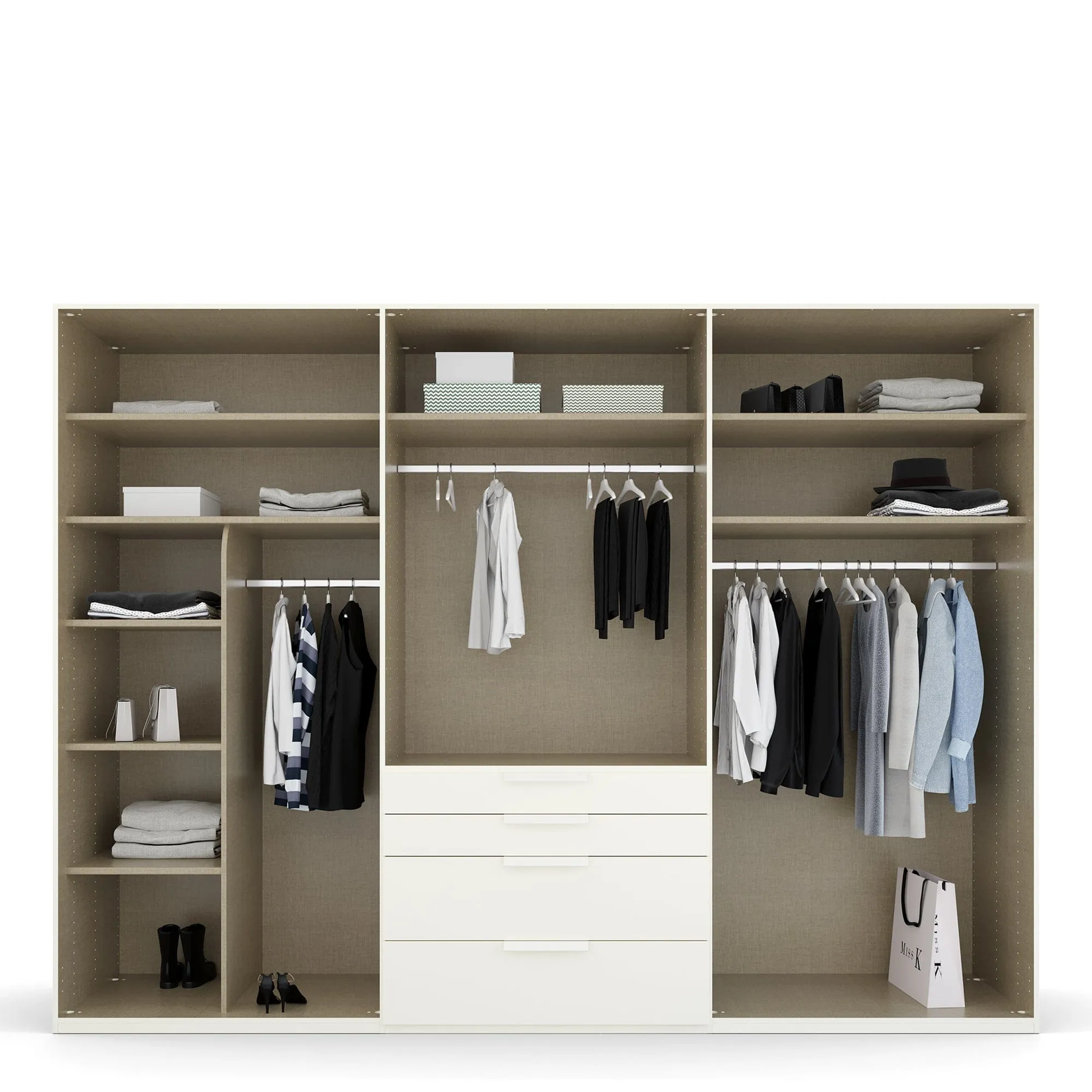 Santorini - Mirrored Combi Wardrobe