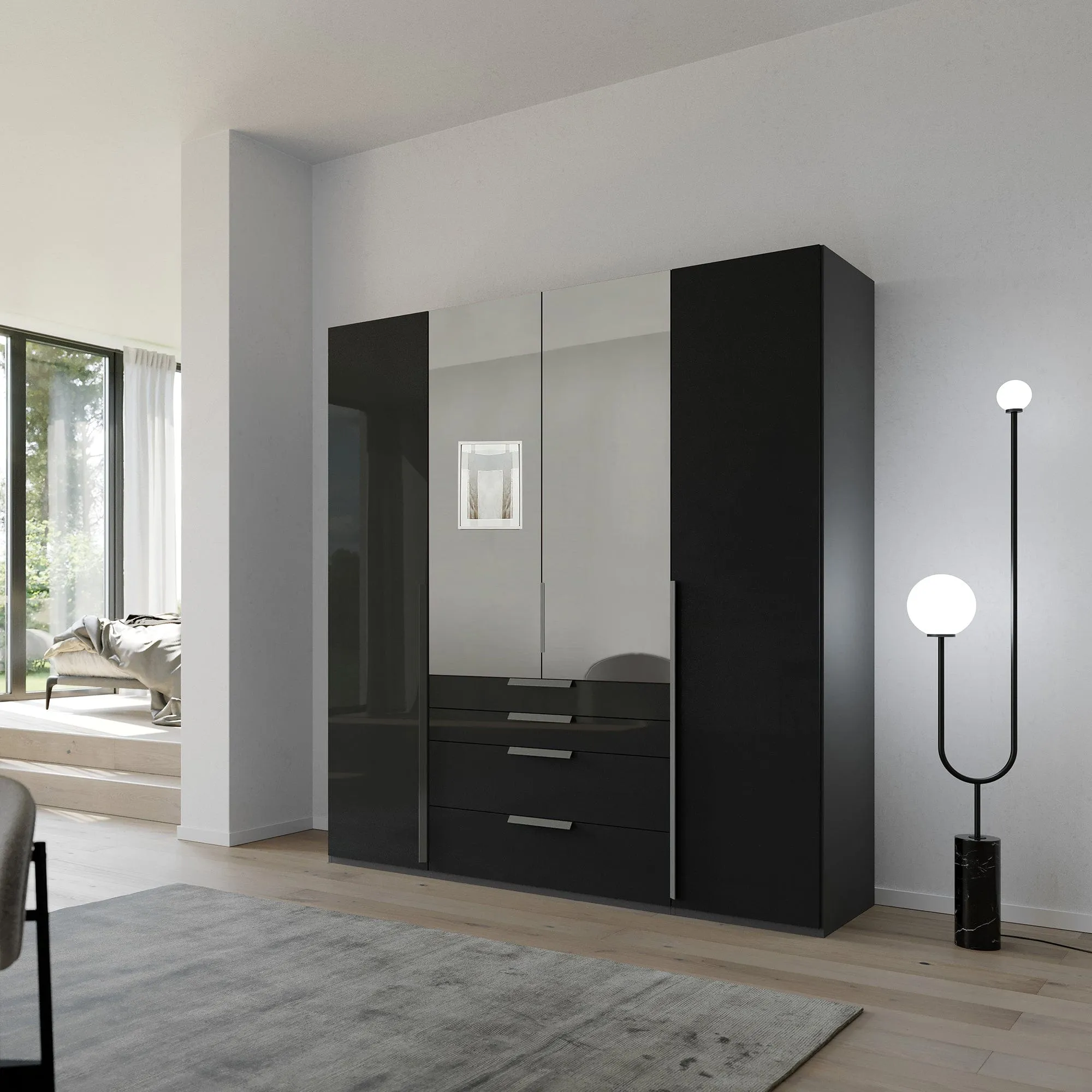 Santorini - Mirrored Combi Wardrobe