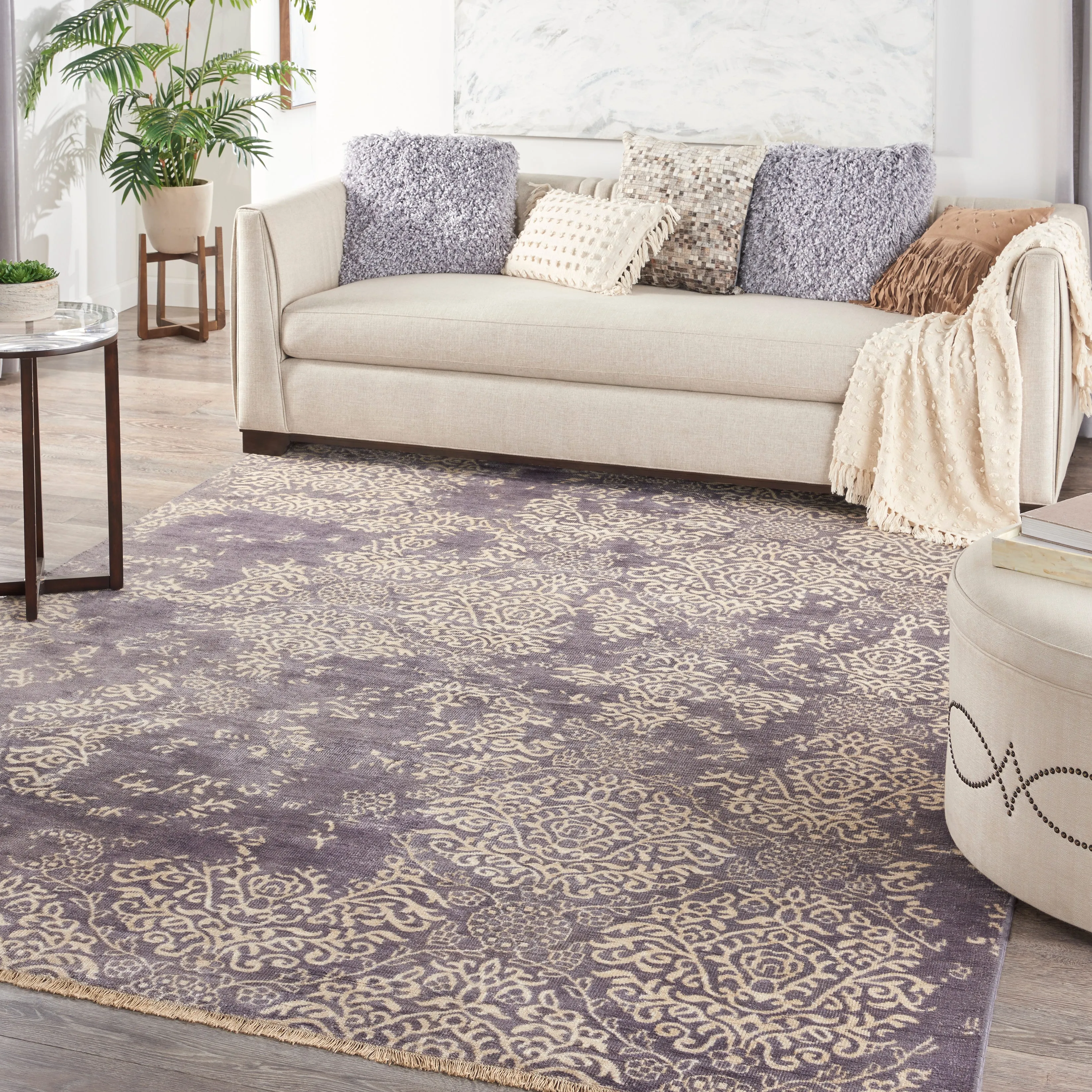 Sapphire Essentials Damask Contemporary Bamboo Rug
