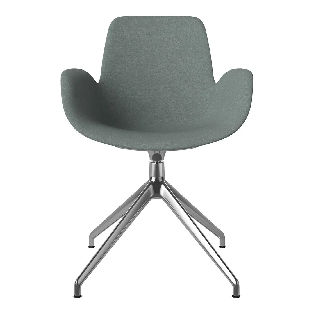 Seed Armchair - Upholstered - 4 - Star Base w/ Gliders - Chrome