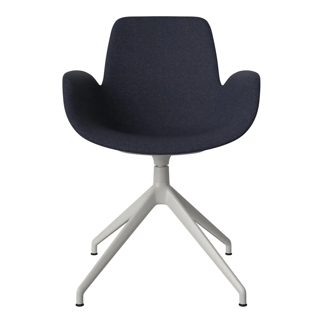 Seed Armchair - Upholstered - 4 - Star Base w/ Gliders - Grey Lacquered Steel