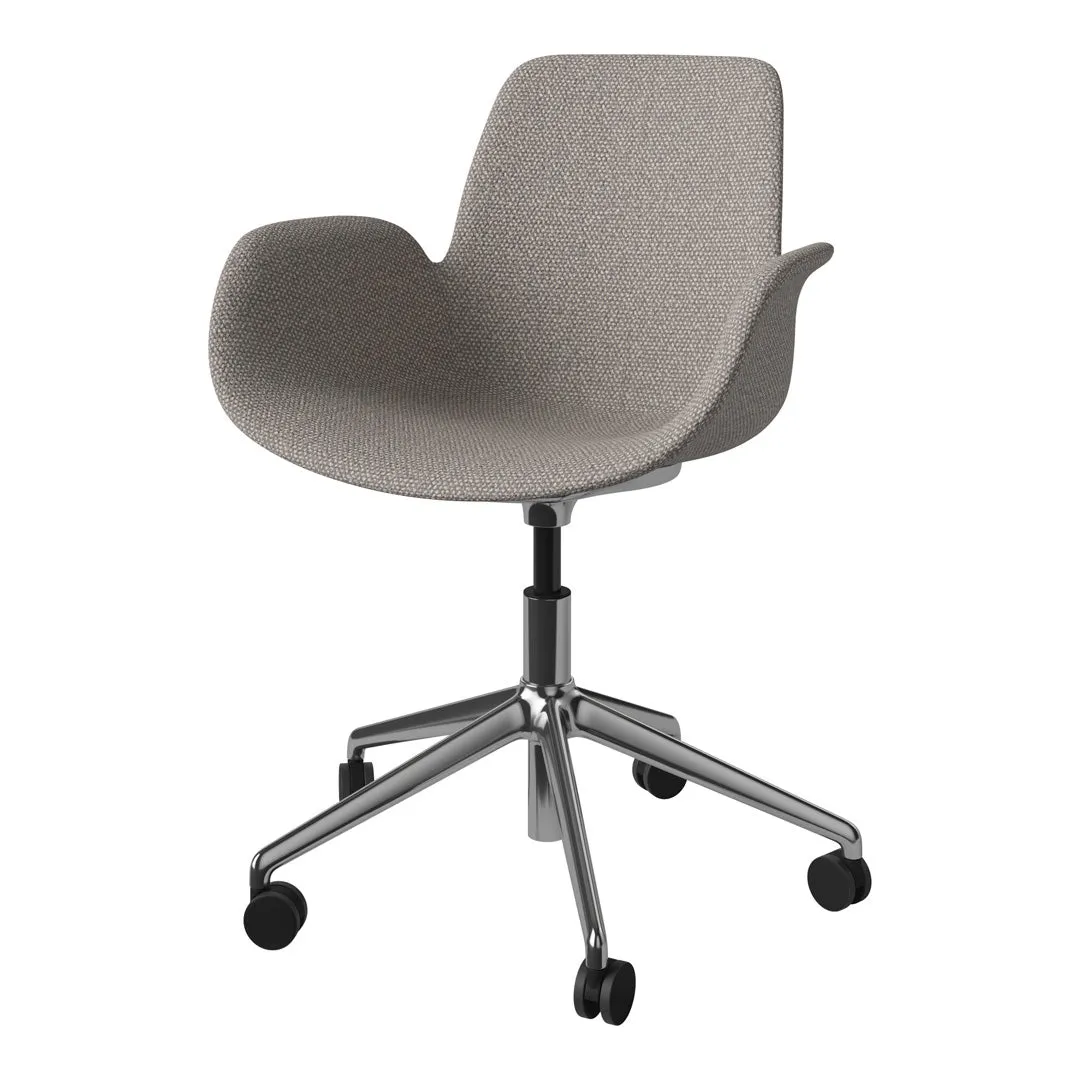 Seed Armchair - Upholstered - 5 - Star Base w/ Wheels - Chrome
