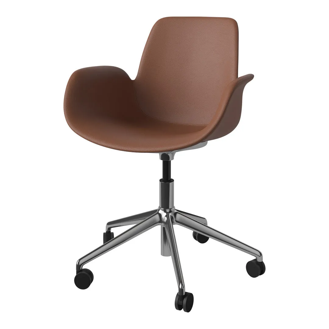 Seed Armchair - Upholstered - 5 - Star Base w/ Wheels - Chrome