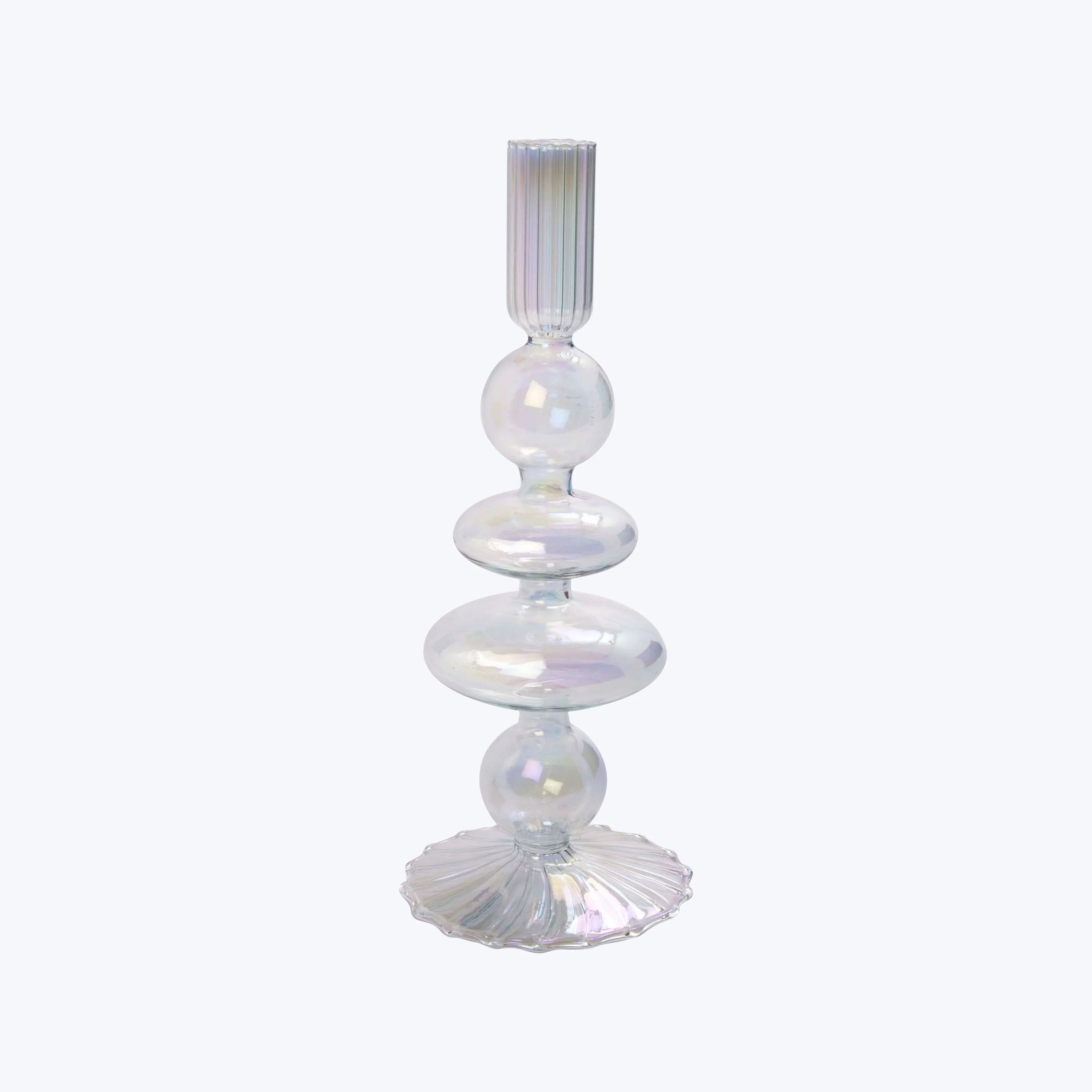 Short Ombre Ornamental Glass Candlestick