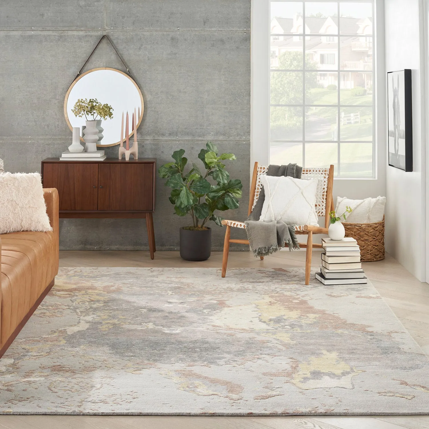 Silver Essentials Modern Bamboo Silk Wool Blend Rug