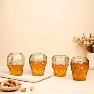Small Old Monk Face Glasses 300ML (Set of 4)
