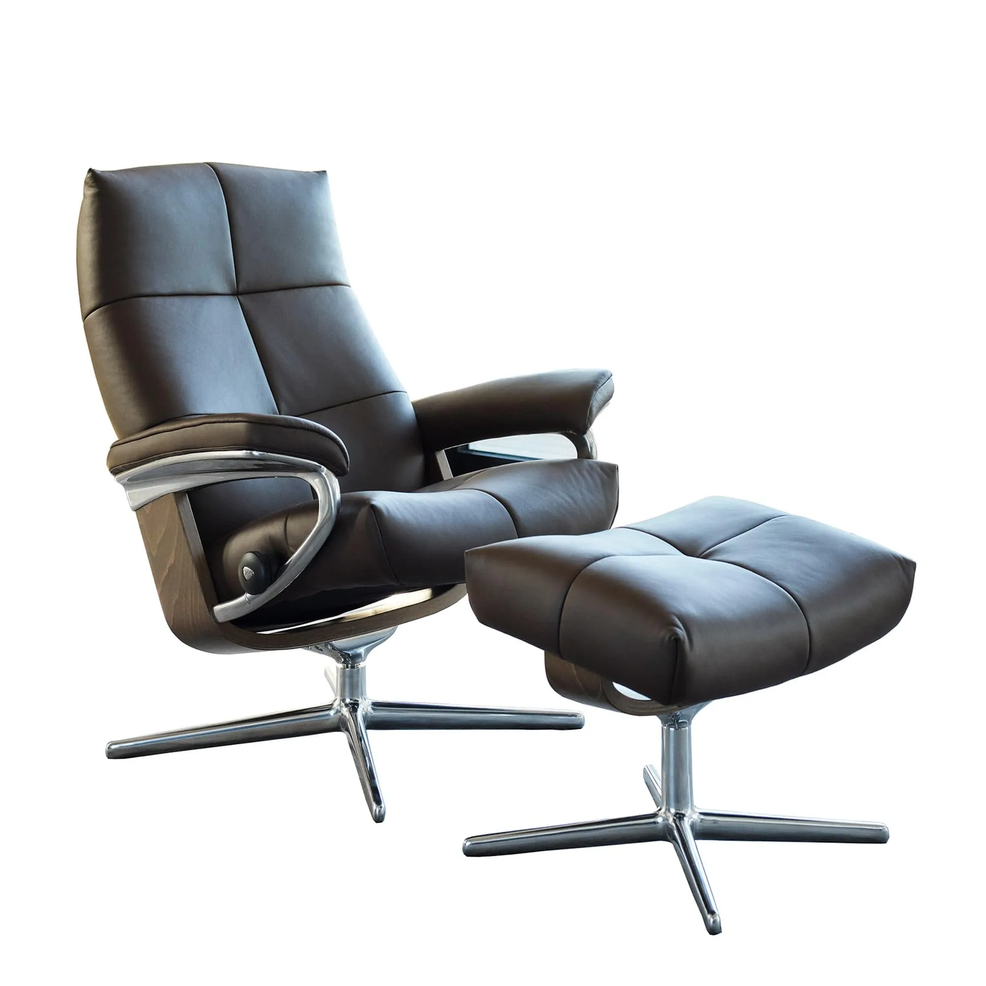 Stressless David - Chair & Footstool With Cross Base In Leather