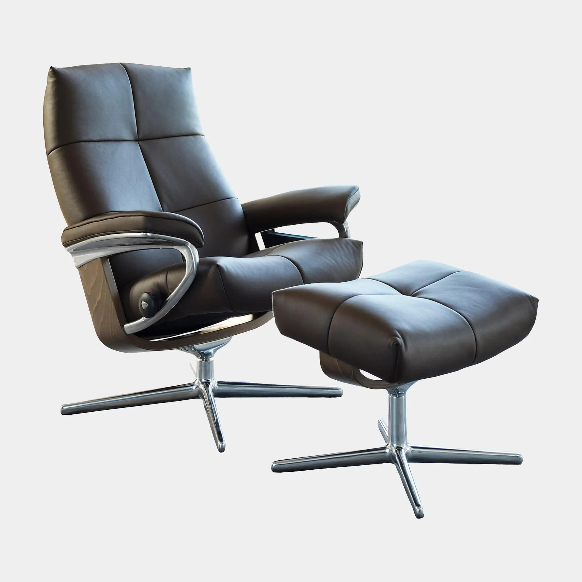 Stressless David - Chair & Footstool With Cross Base In Leather