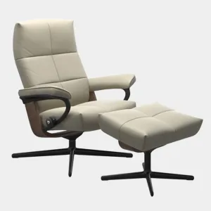 Stressless David - Chair & Footstool With Cross Base In Leather