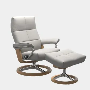 Stressless David - Chair & Footstool With Signature Base In Batick Leather