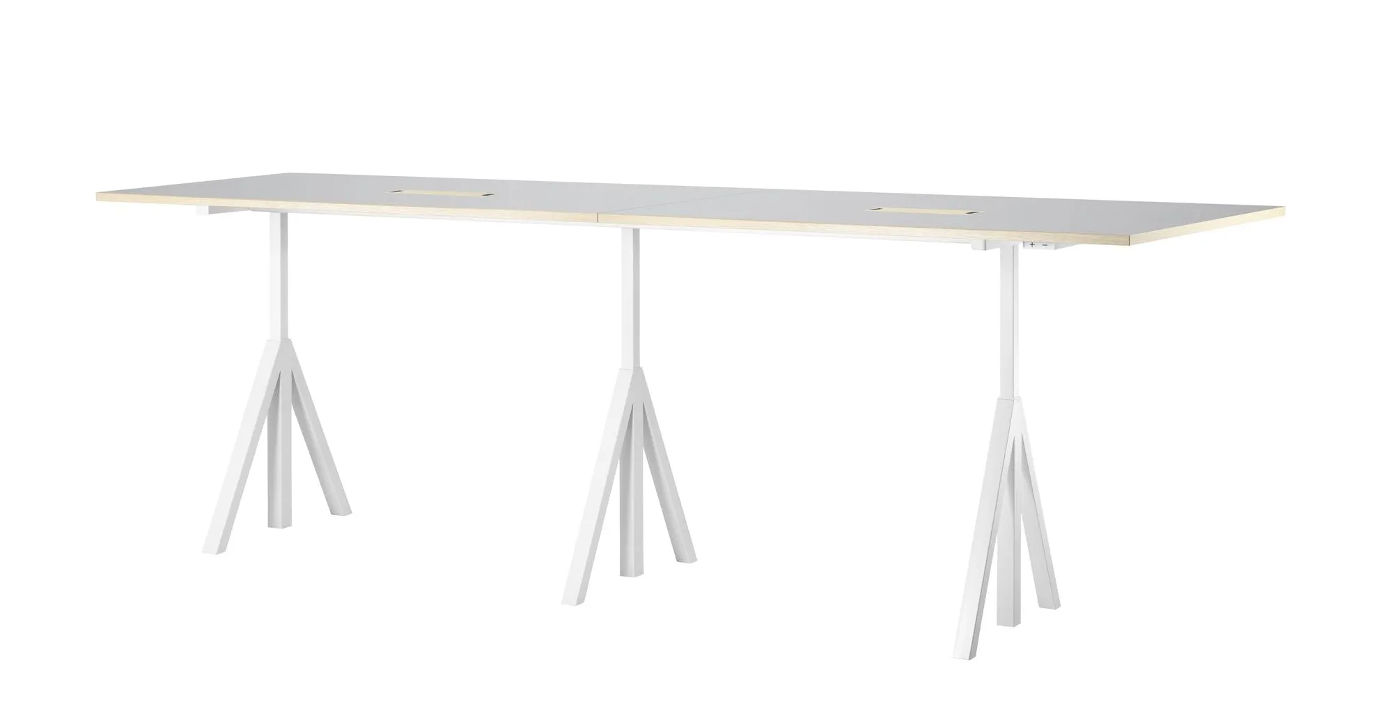String Furniture Height Adjustable Conference Table 90x180 Cm, Light Grey Linoleum