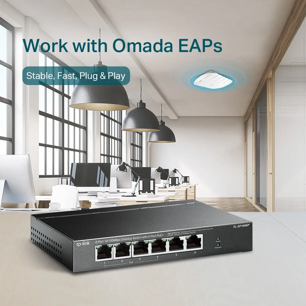 TP-Link 6 Port Desktop  PoE  Switch - 10/100 MBPS