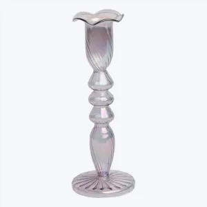 Tulip Glass Candlestick, Purple