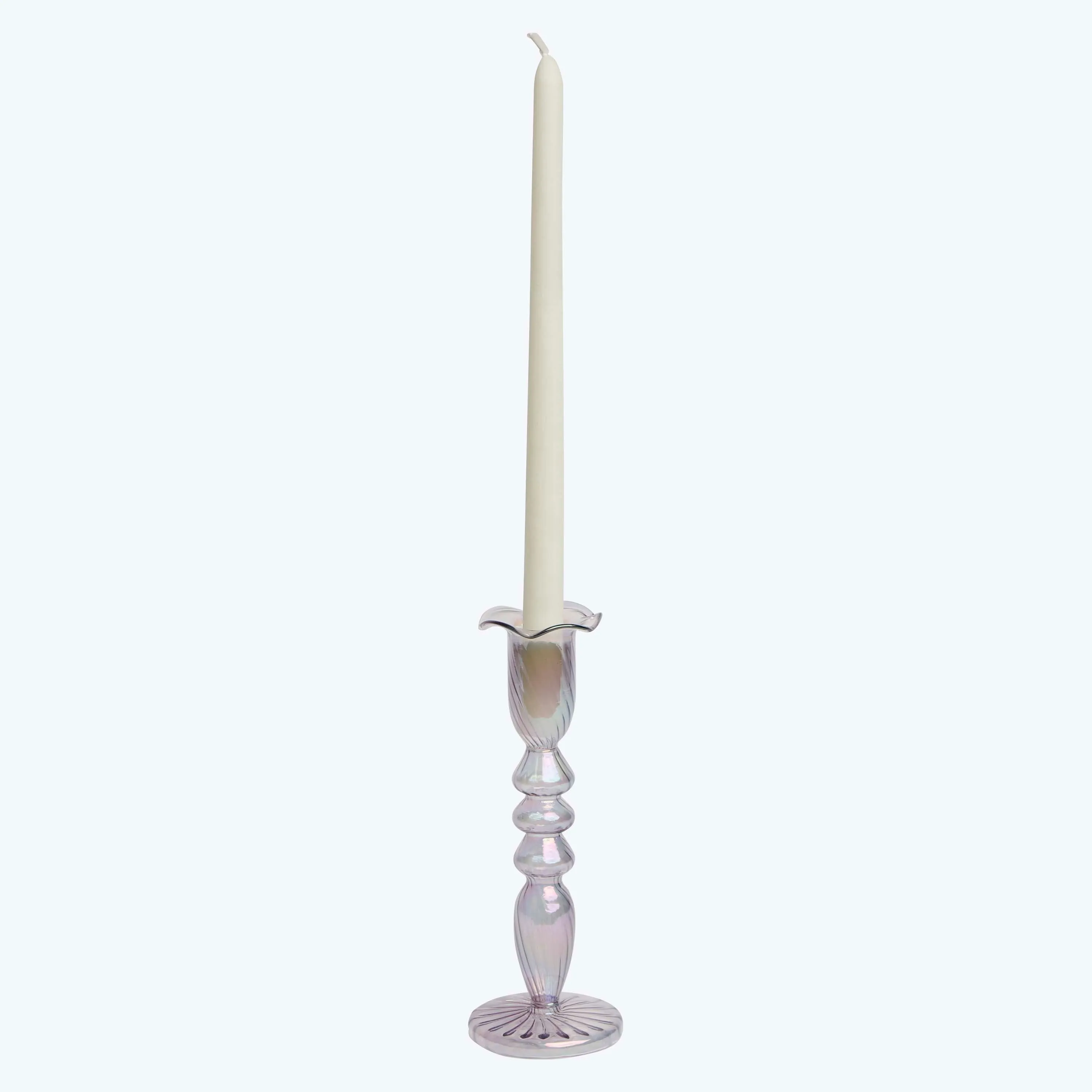 Tulip Glass Candlestick, Purple