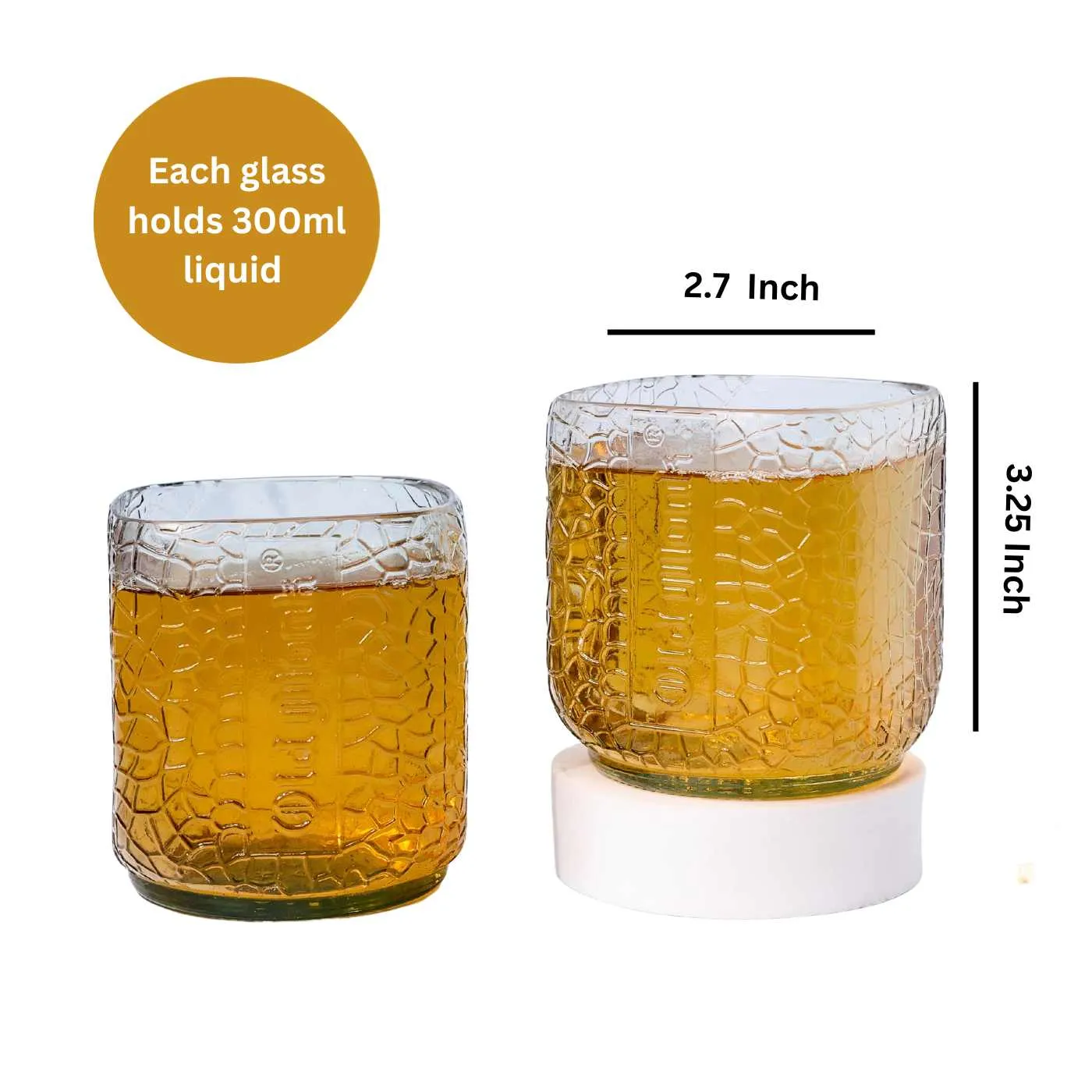 Upcycled Old Monk Small glasses 300ml (Set of SIX)