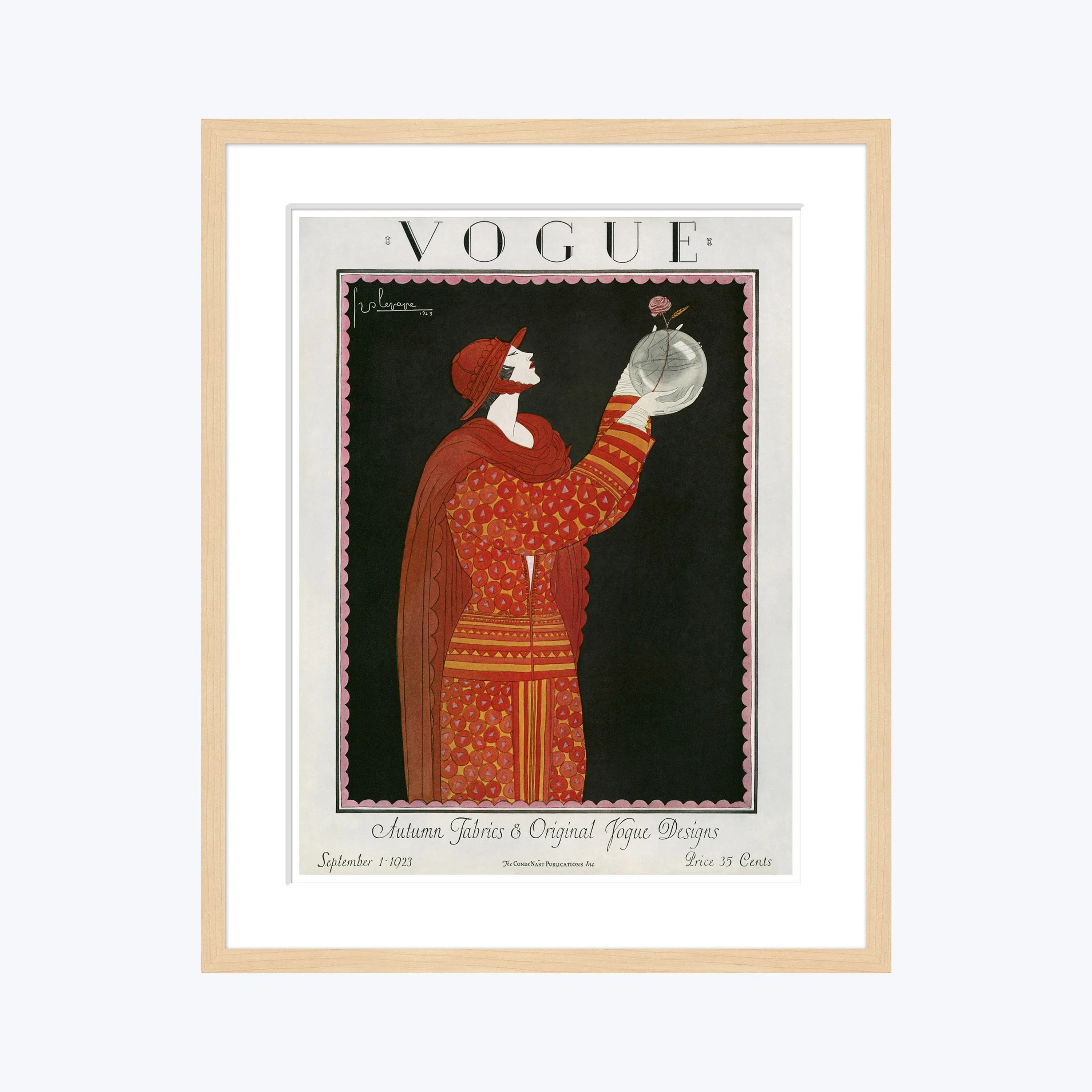 Vintage Vogue Cover, "A Woman Holding a Bowl", Georges Lepape