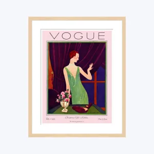 Vintage Vogue Cover, "A Woman Trying on Jewelry", Pierre Brissaud