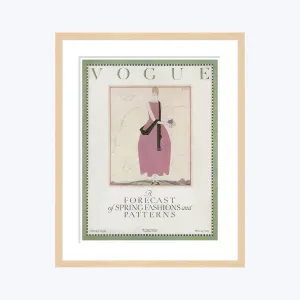 Vintage Vogue Cover, "A Woman Wearing a Pink Dress", Georges Lepape