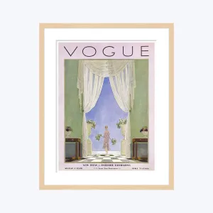 Vintage Vogue Cover, "Woman Carrying a Bouquet", Pierre Brissaud