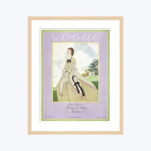 Vintage Vogue Cover, "Woman in an Old Fashioned Dress", Pierre Brissaud