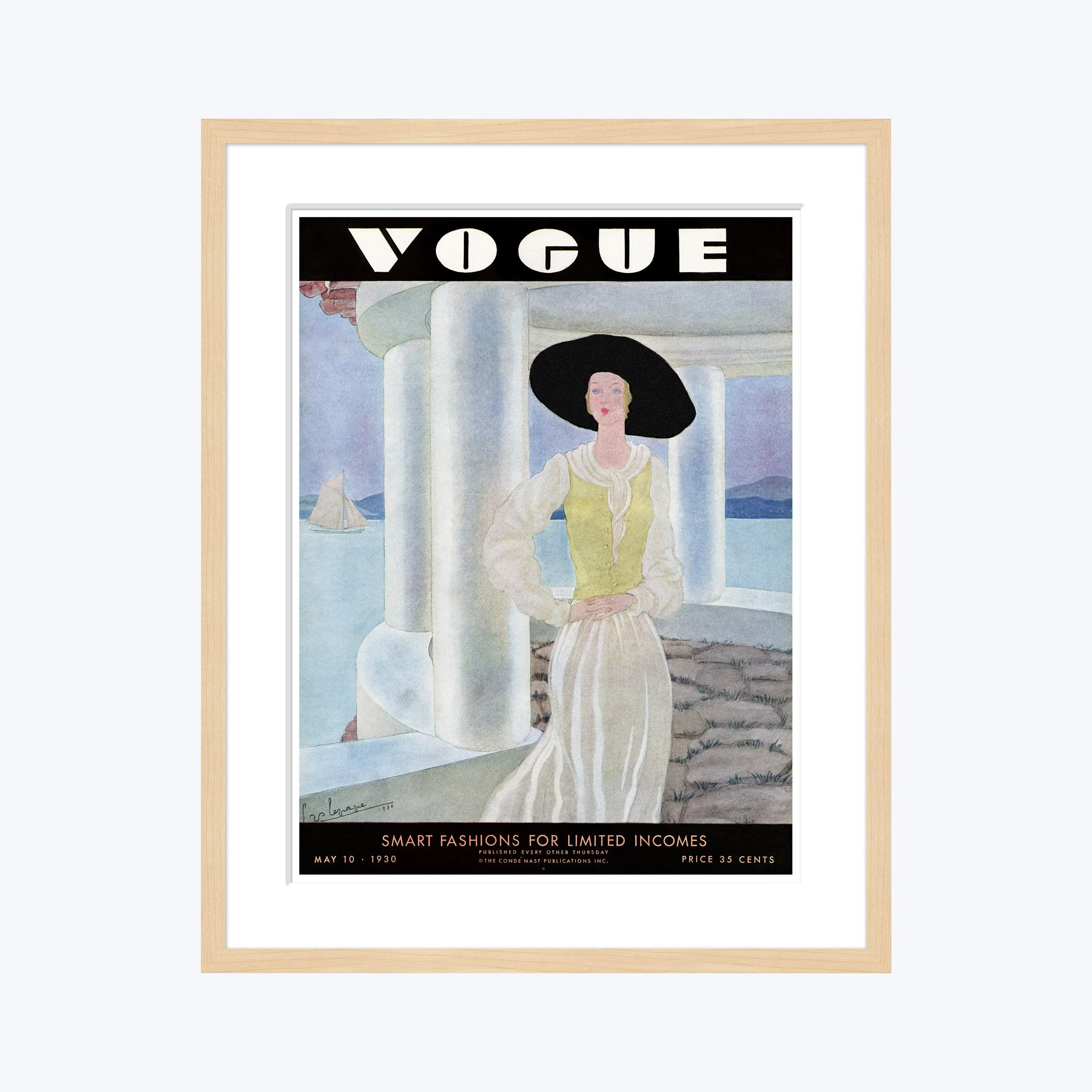 Vintage Vogue Cover, "Woman on a Balcony", Georges Lepape