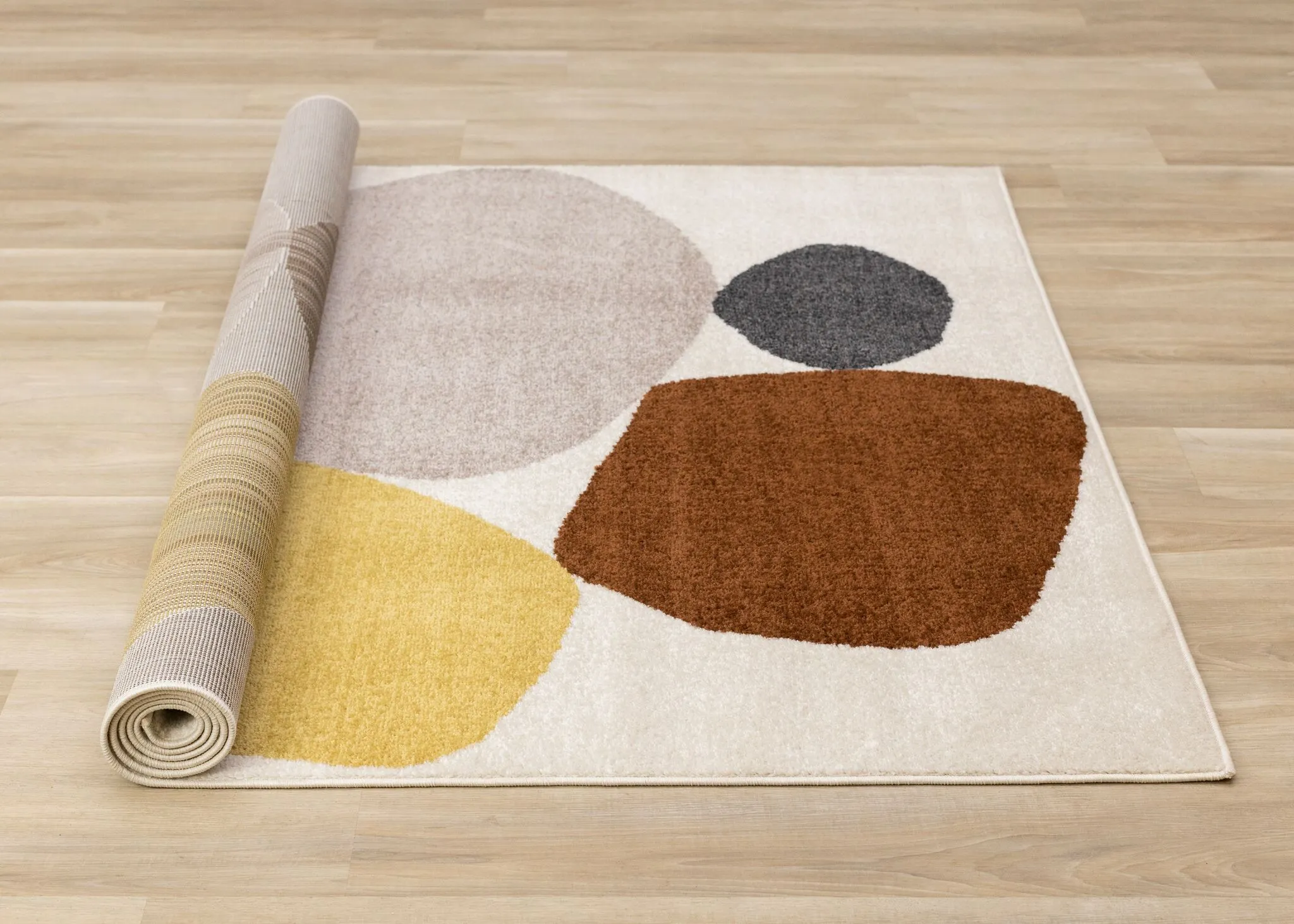 Warm Elements 6'7" x 9'6" Pebbles Design Area Rug - Cream