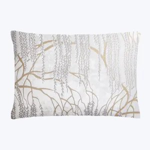 Willow Metallic Velvet Pillow, White