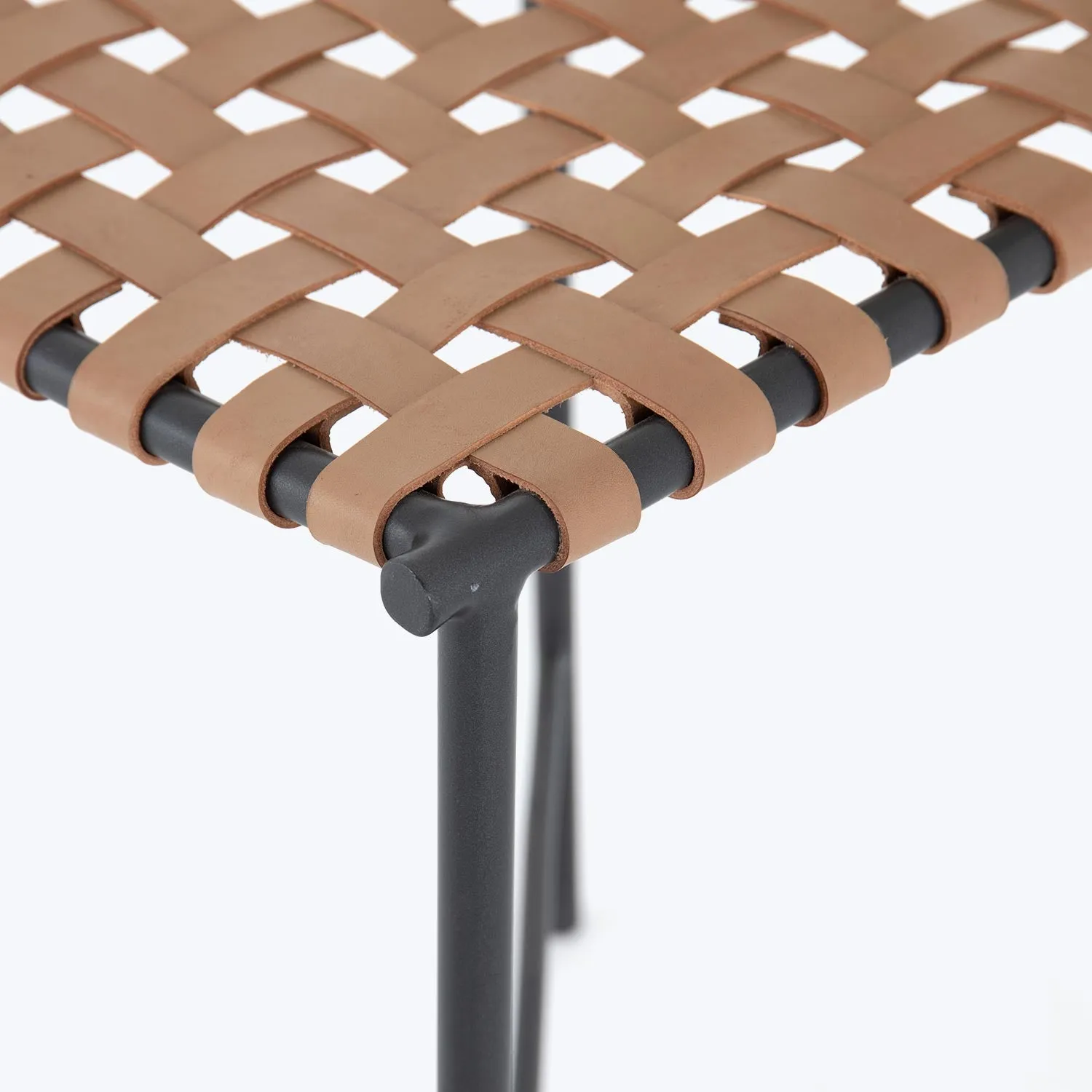 Woven Leather Counter Stool