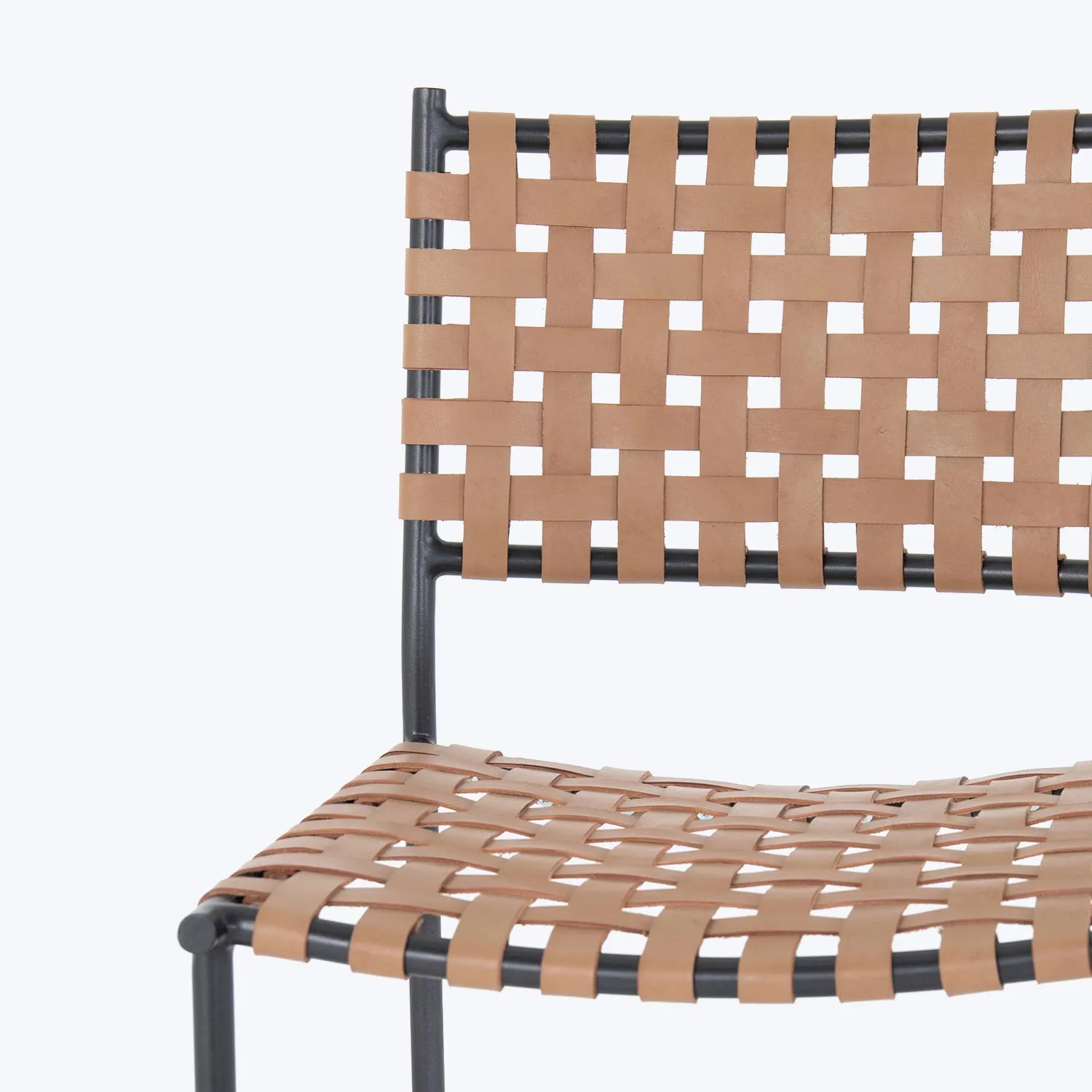 Woven Leather Counter Stool