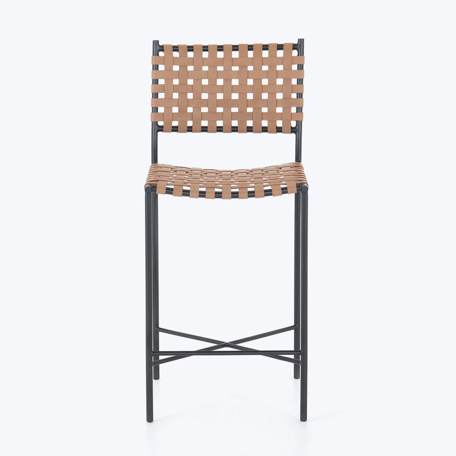 Woven Leather Counter Stool