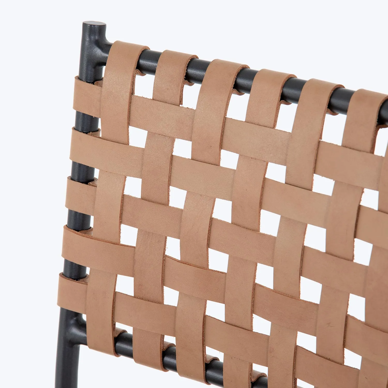 Woven Leather Counter Stool