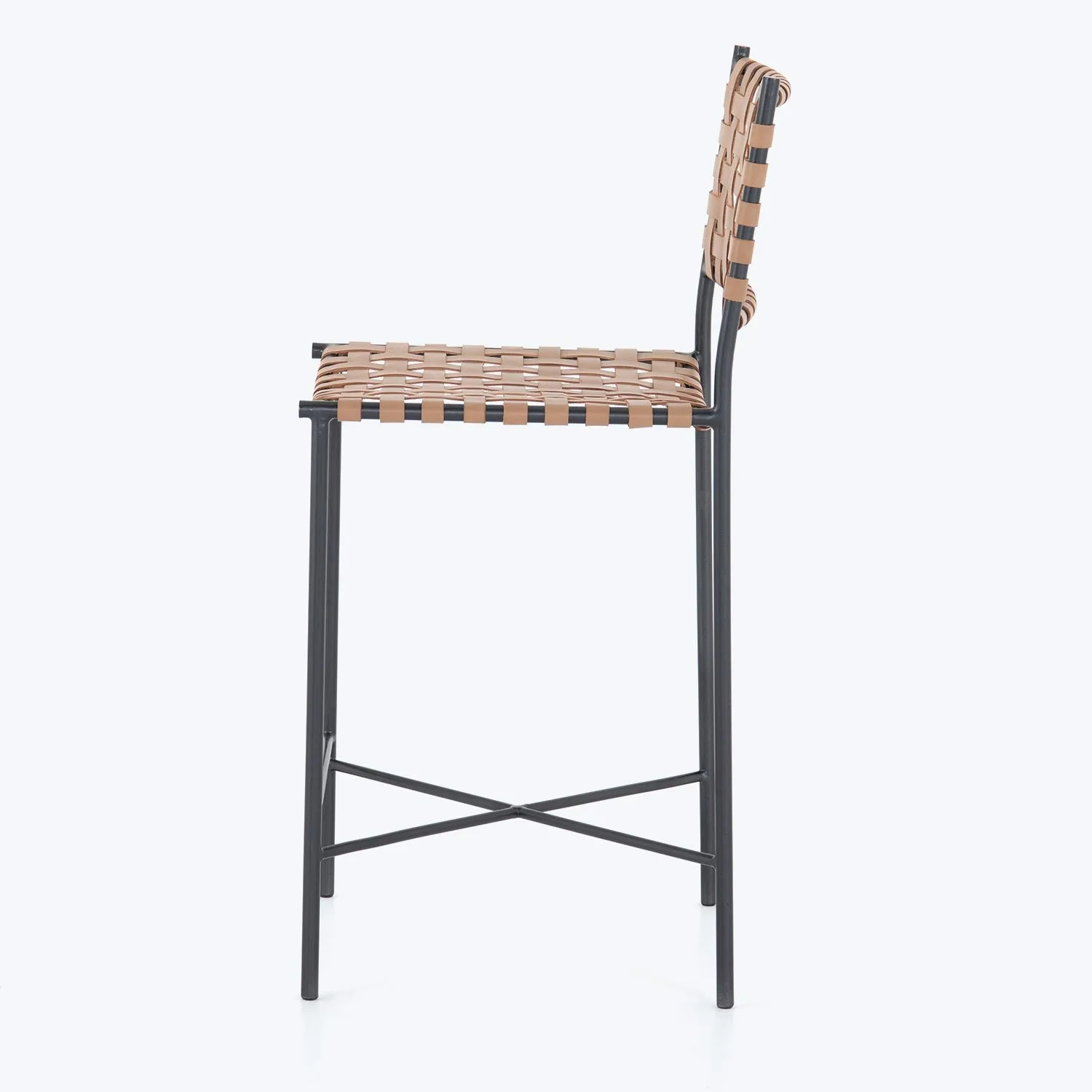 Woven Leather Counter Stool