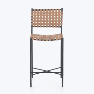 Woven Leather Counter Stool